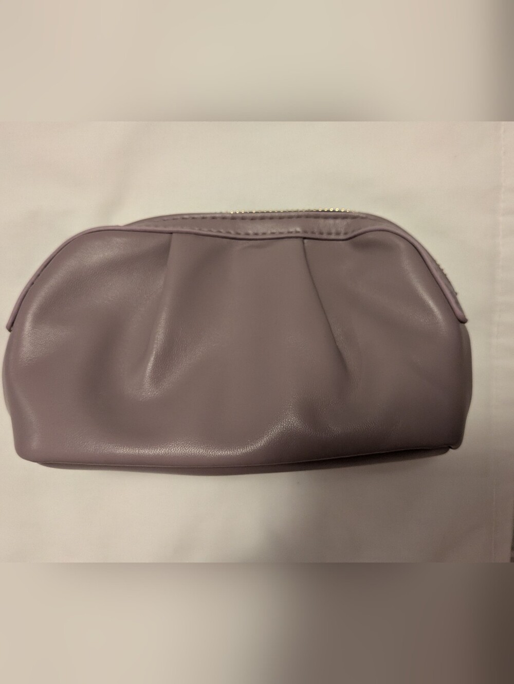 Neiman Marcus Mauve Faux-Leather Cosmetic Pouch
